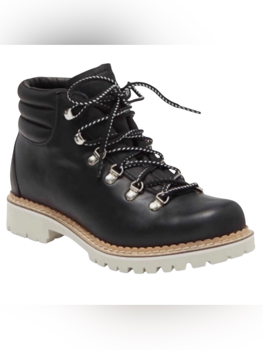 MONTELLIANA 1965 Margherita Black Leather Hiking Boots Size 10 Italy
